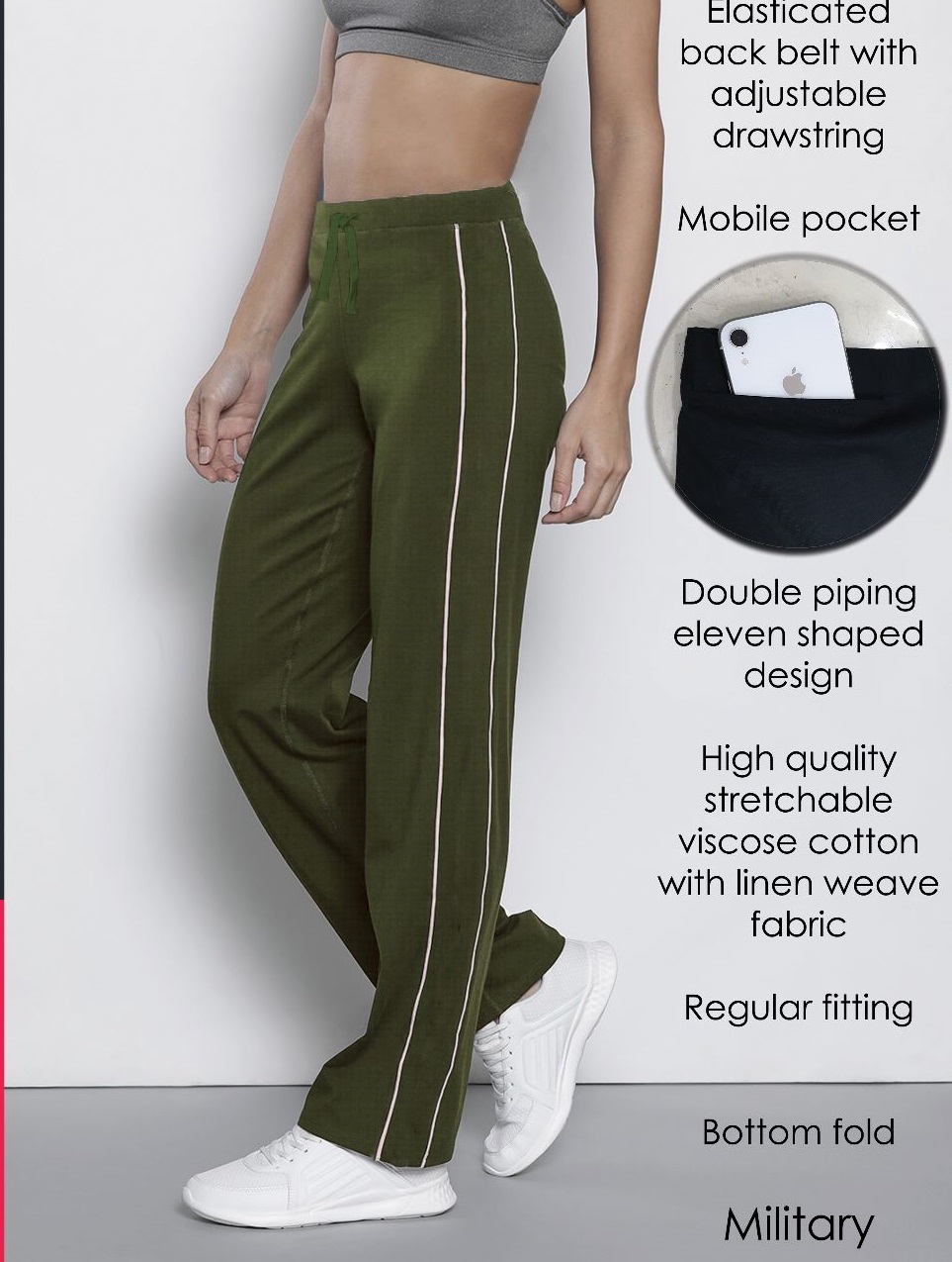 Flexible Comfort Pant* *Elasticated back belt *Inside adjustable drawstring  *Two front mobile pockets * High quality stretchable cotton…