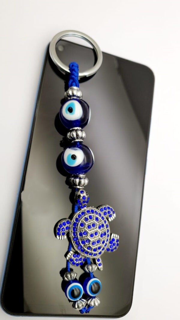 trendy tortoise evil eye keychain charm